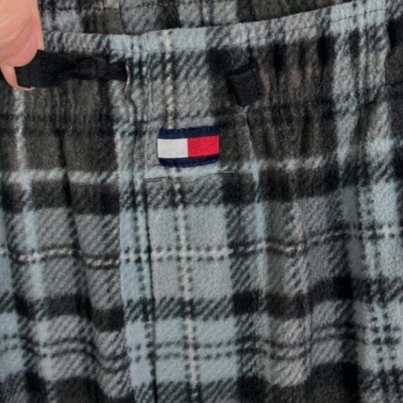 Tommy Hilfiger Blue Plaid Fleece Pyjama Pants Size Medium Pockets Pajama Bottoms - Picture 4 of 13